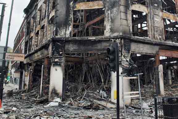 Fire damage after Tottenham Riots